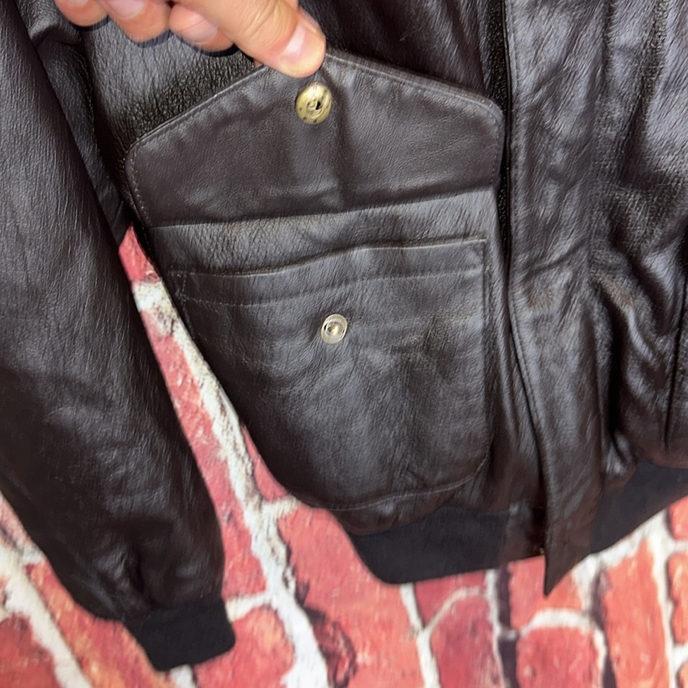 L Landing Leathers Men Air Force A-2 Leather Flight Bomber Jacket size XS brown - Picture 3 of 12
